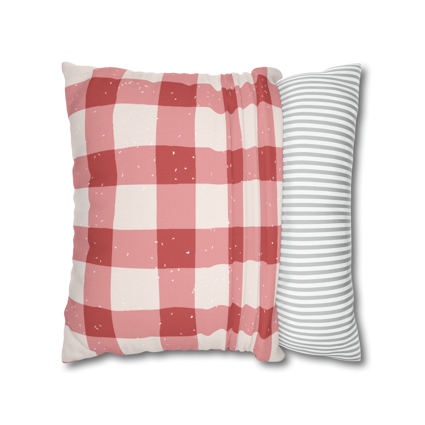 Distressed Gingham Christmas Pillow Cover