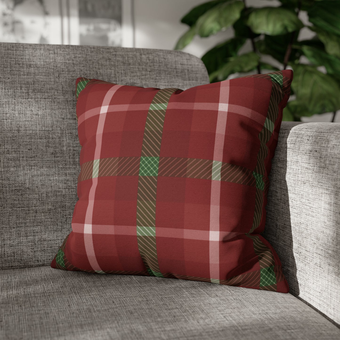 Plaid Christmas Pillow Cover