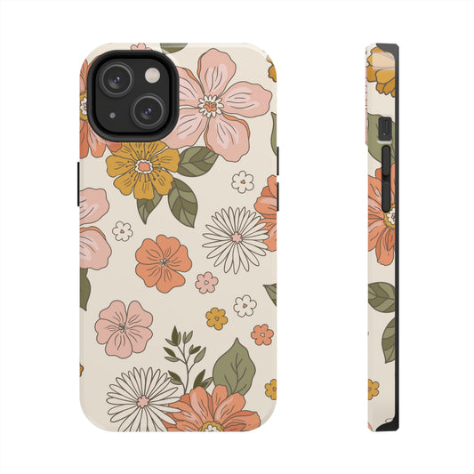 phone case with colorful but muted floral pattern