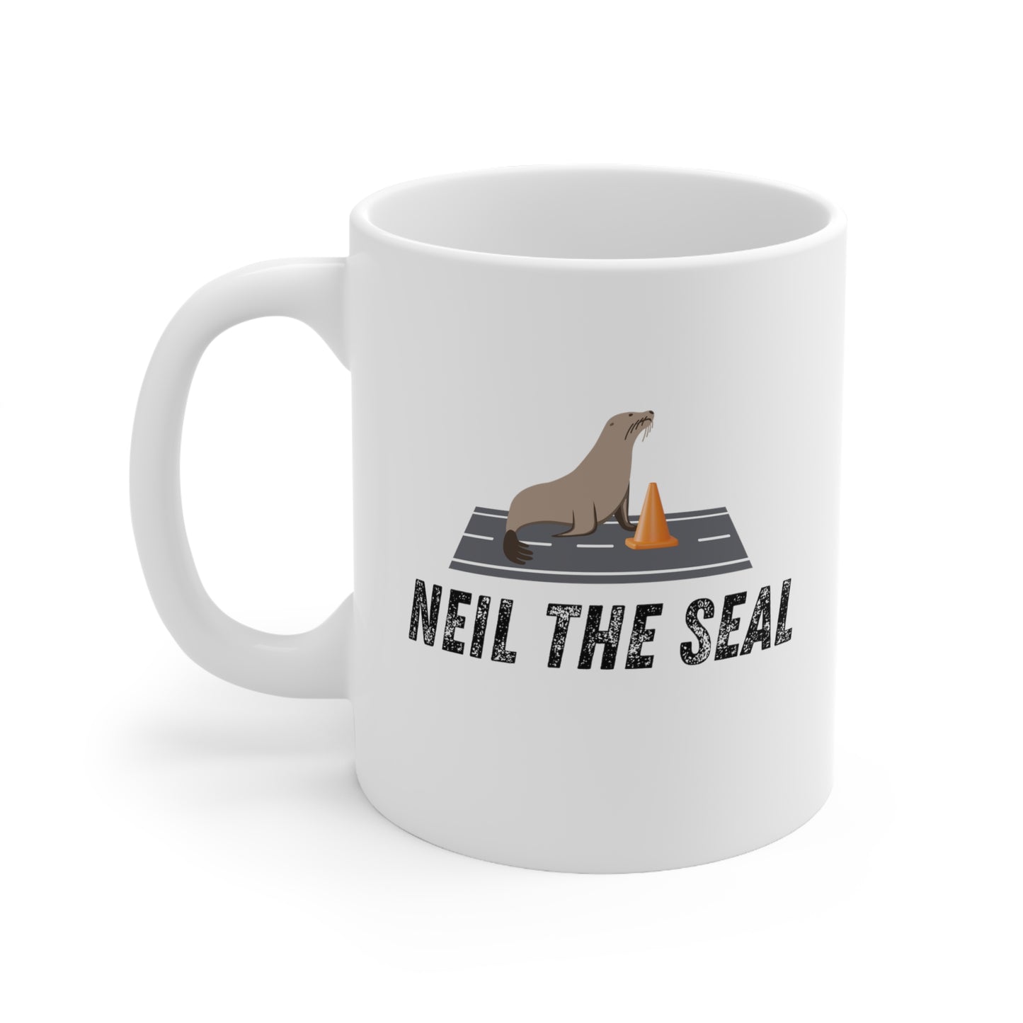 funny neil the seal mug