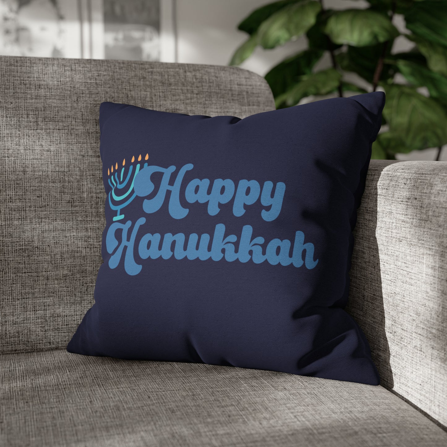 Retro "Happy Hanukkah" Hanukkah Pillow Cover