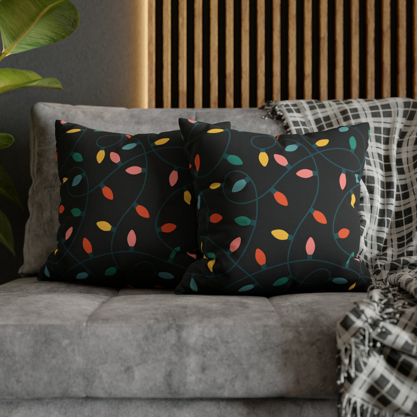 String Lights Christmas Pillow Cover