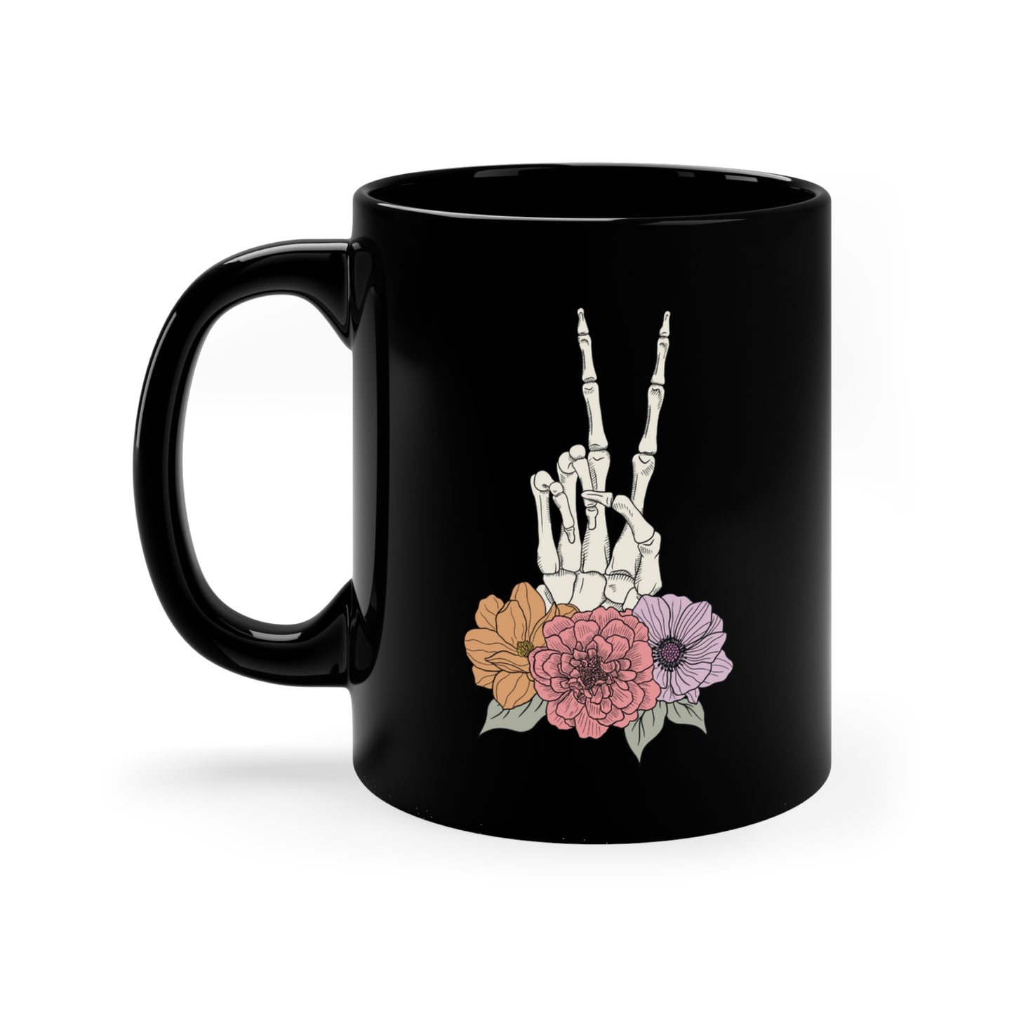 Skeleton Peace Sign Halloween Mug