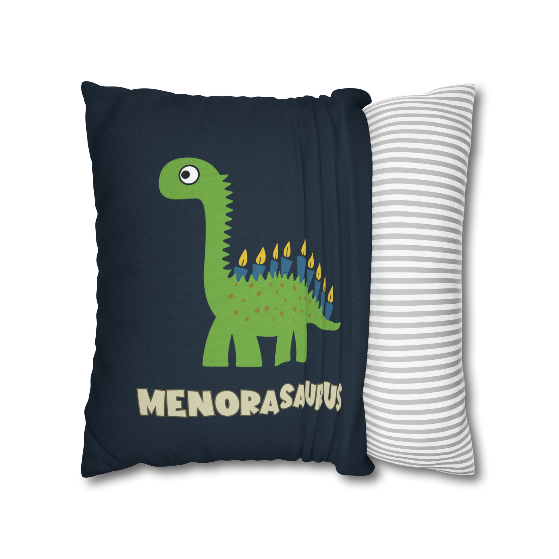 menorasaurus hanukkah kids throw pillow cover