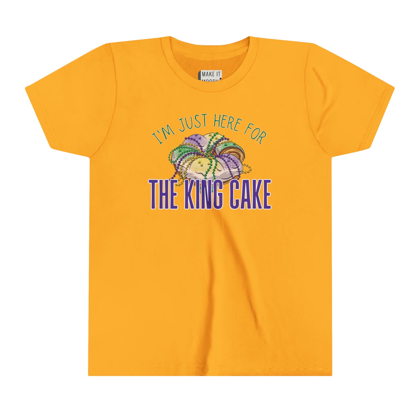 "I'm Just Here for the King Cake" Mardi Gras Tee for Kids
