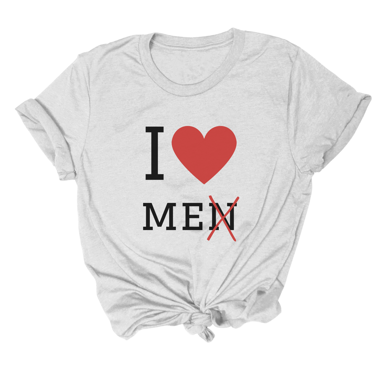 feminist themed tshirt that says "I heart me"