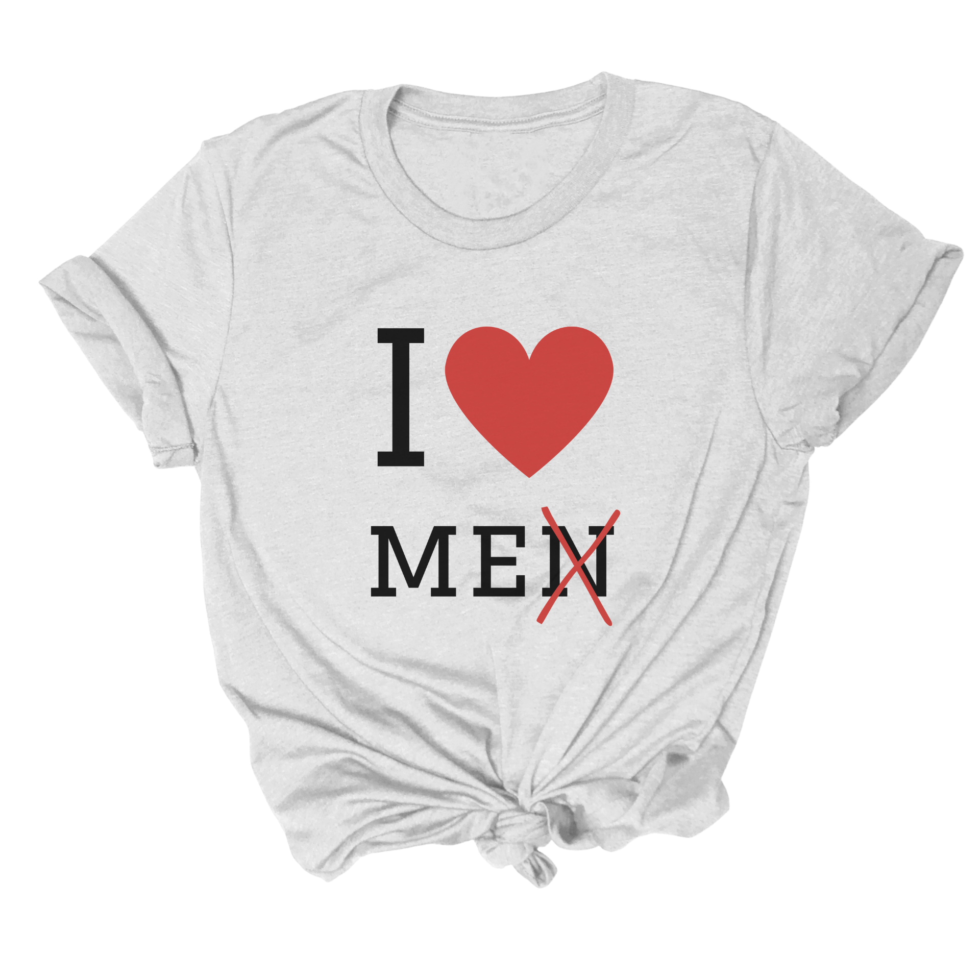 feminist themed tshirt that says "I heart me"