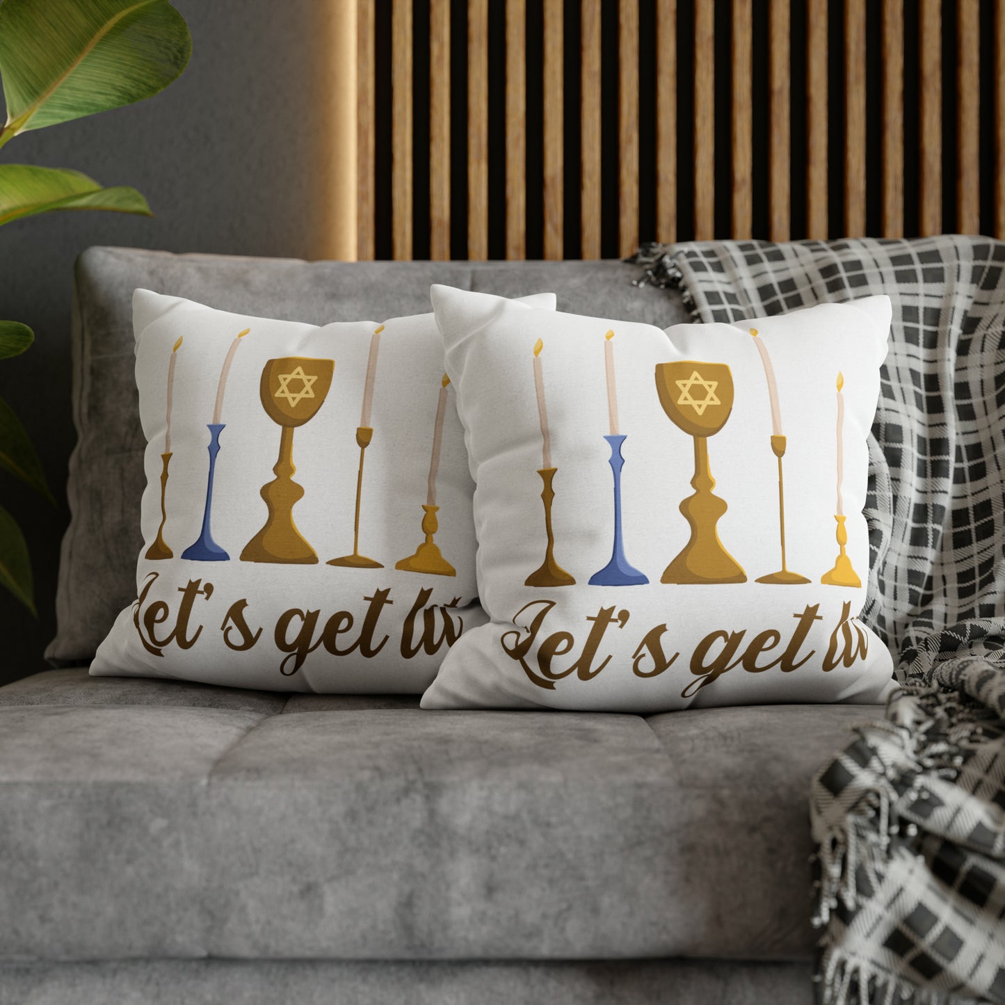 "Let's Get Lit" Hanukkah Pillow Cover