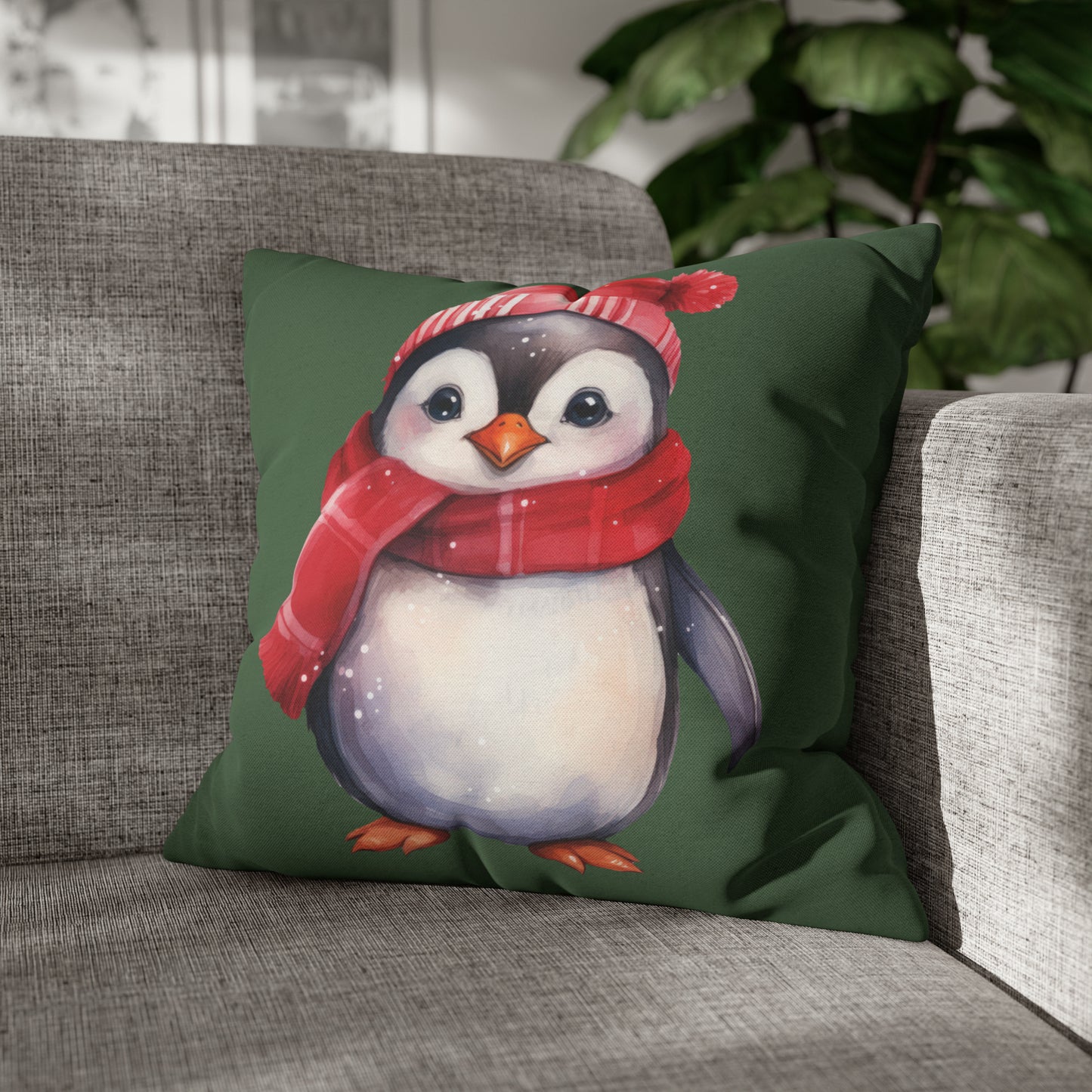 Baby Penguin Christmas Pillow Cover