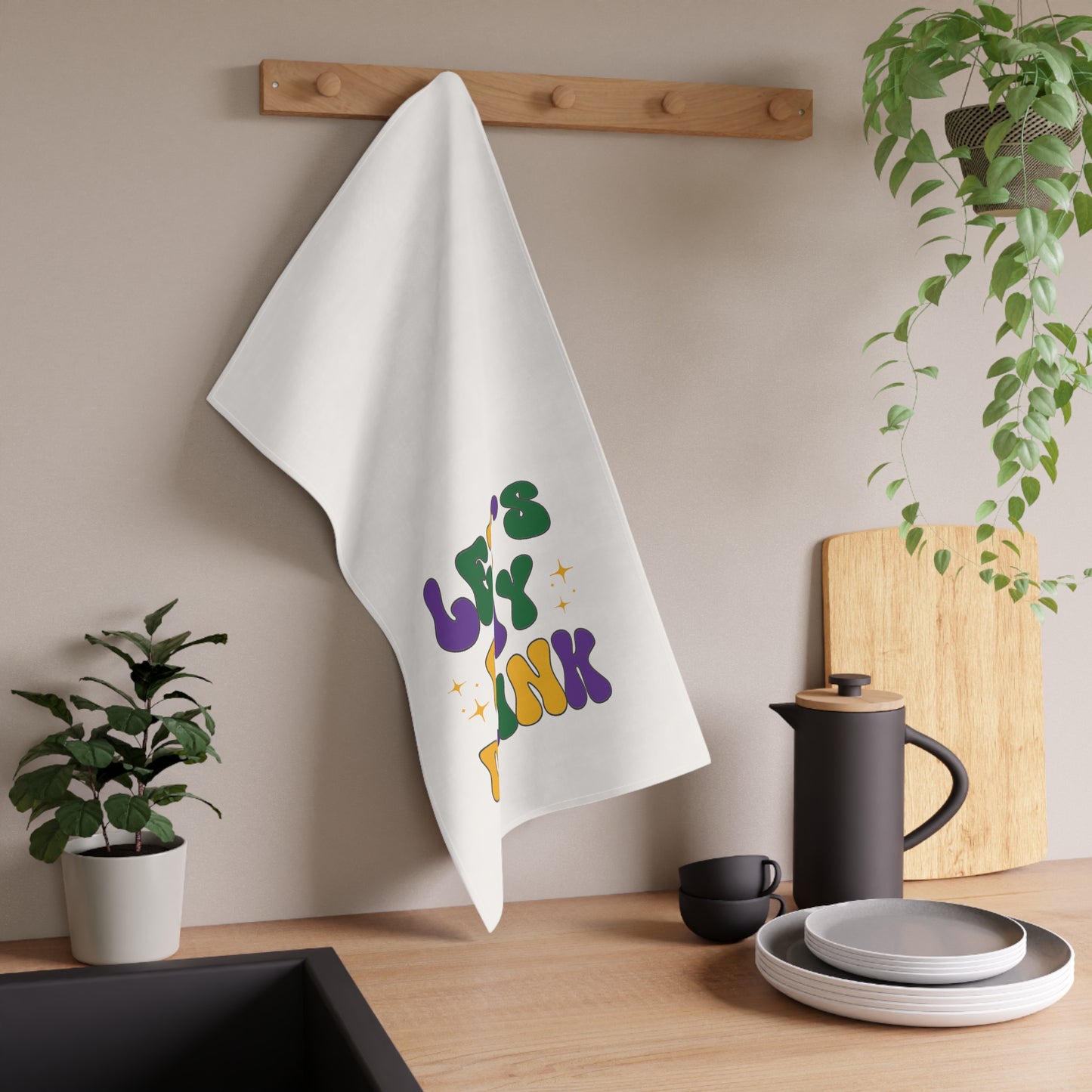 "Let's Day Drink" Mardi Gras Kitchen Towel