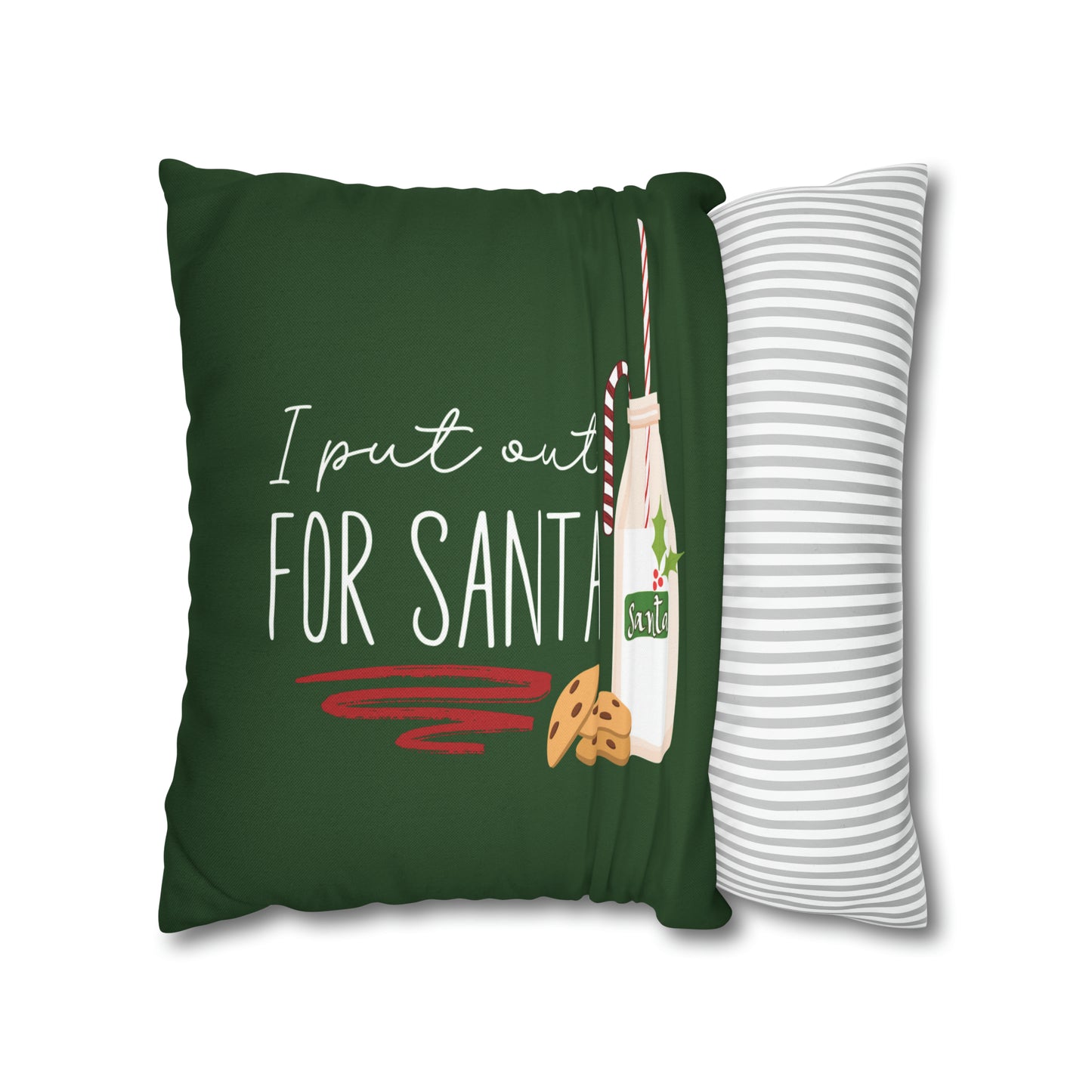 "I Put Out for Santa" Christmas Pillow Cover, Green