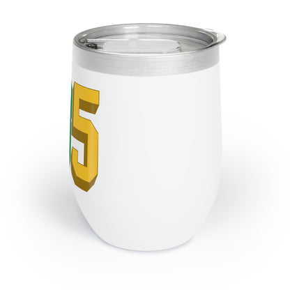 mardi gras themed wine tumbler with "985" area code printed on it