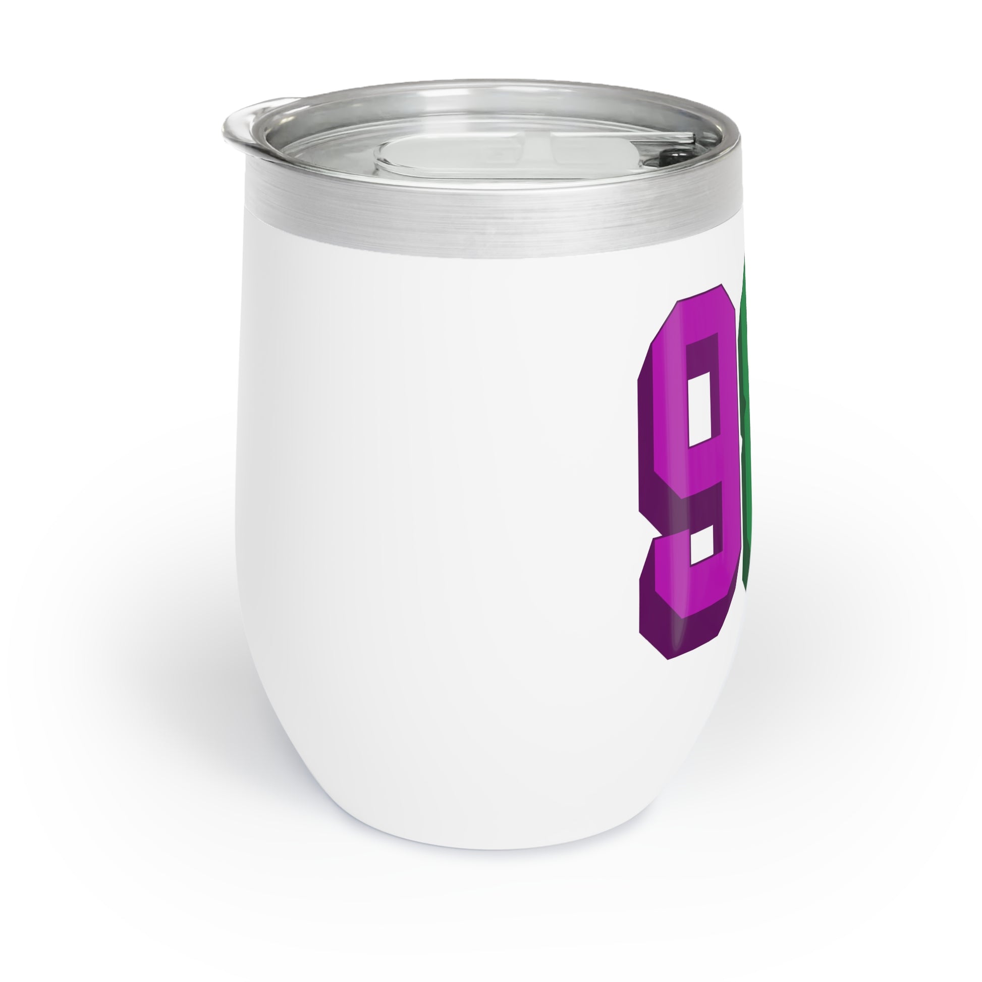 mardi gras themed wine tumbler with "985" area code printed on it