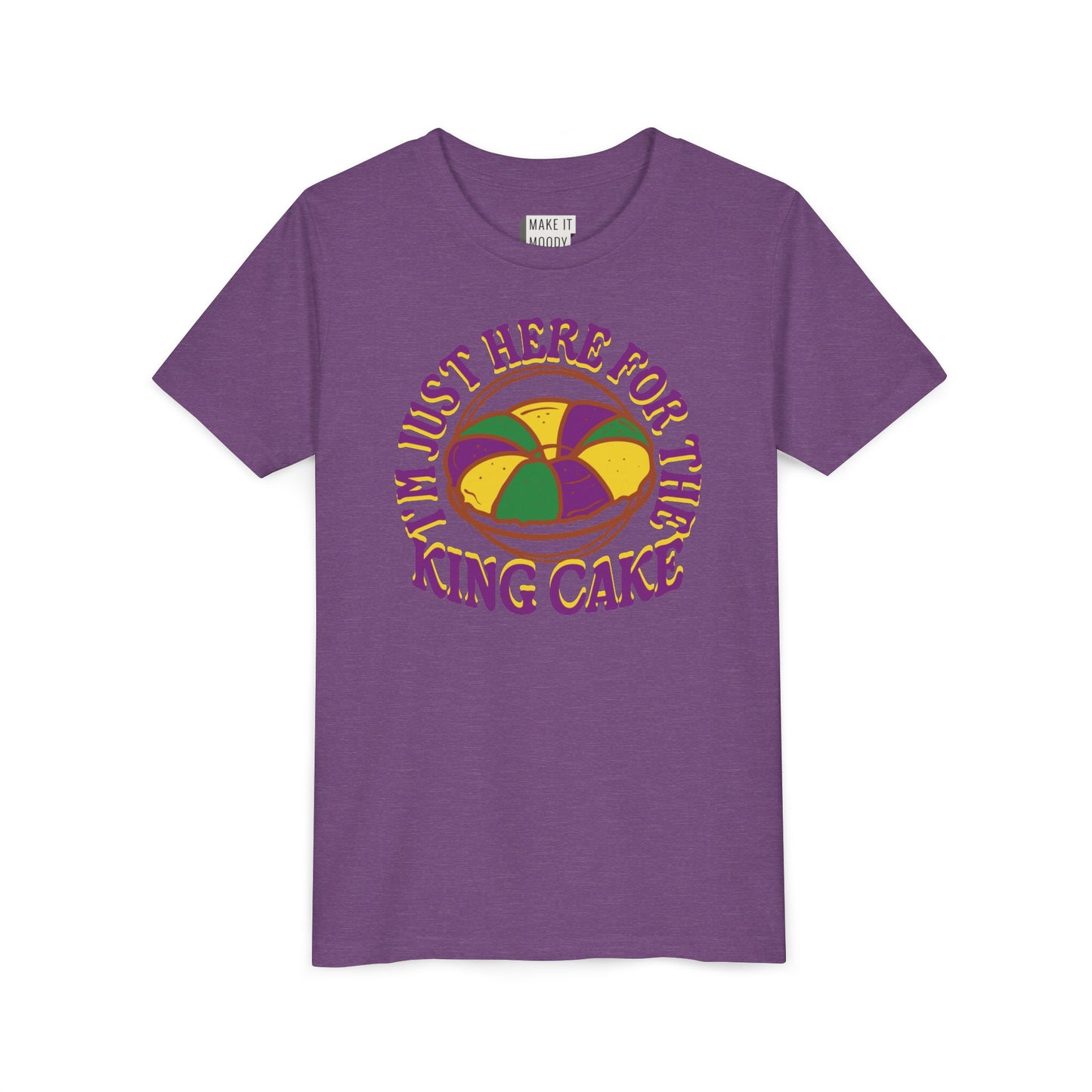 YOUTH "I'm Just Here for the King Cake" Mardi Gras Tee for Kids