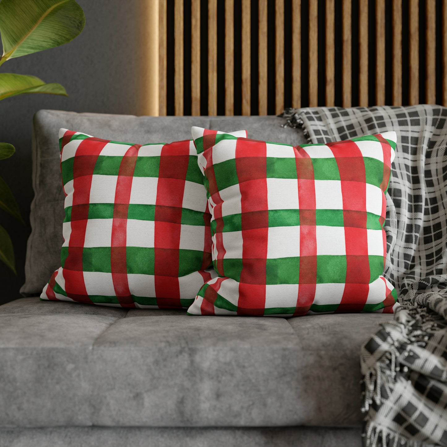 Gingham Christmas Pillow Cover