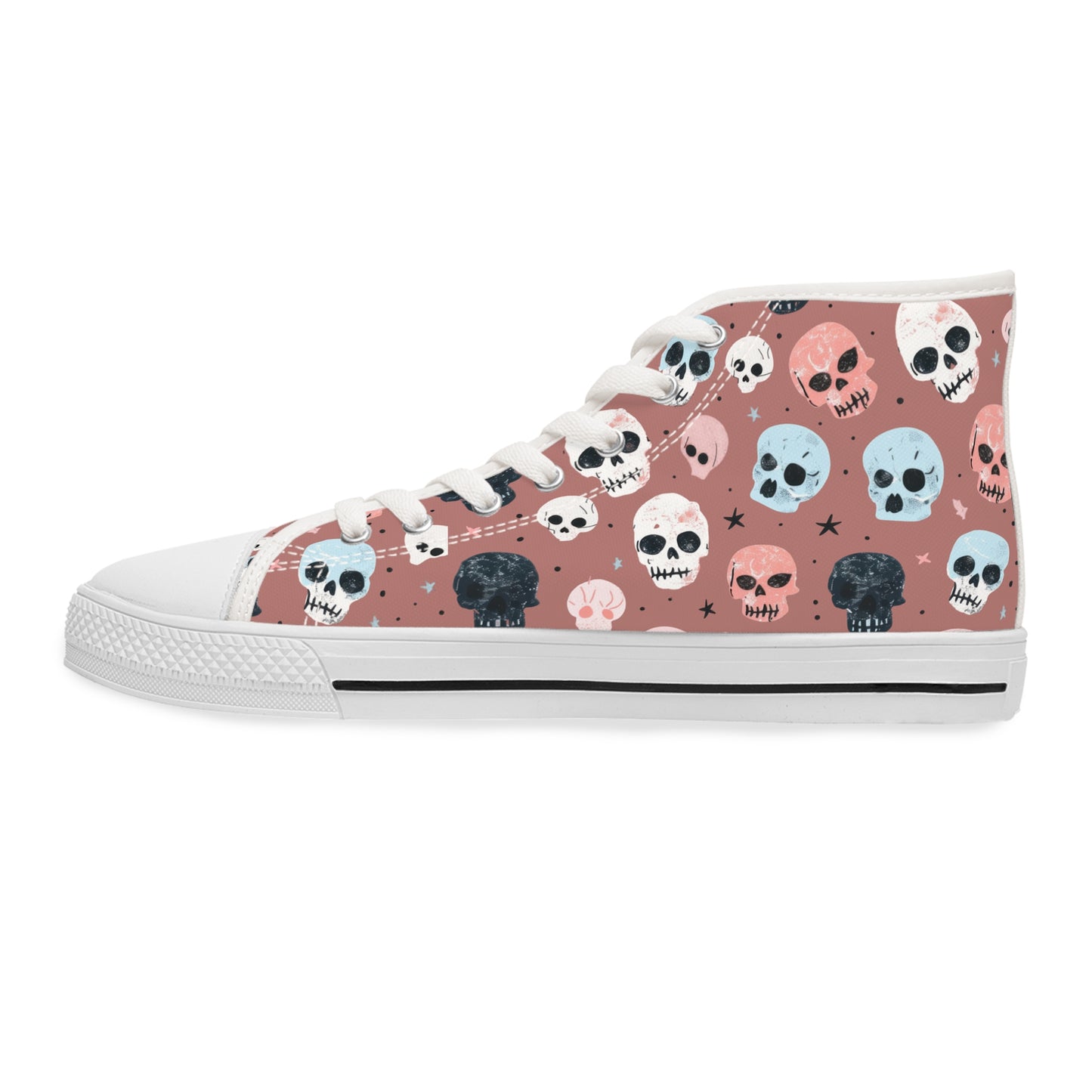 Mauve Watercolor Skulls - Women's High Top Halloween Sneakers