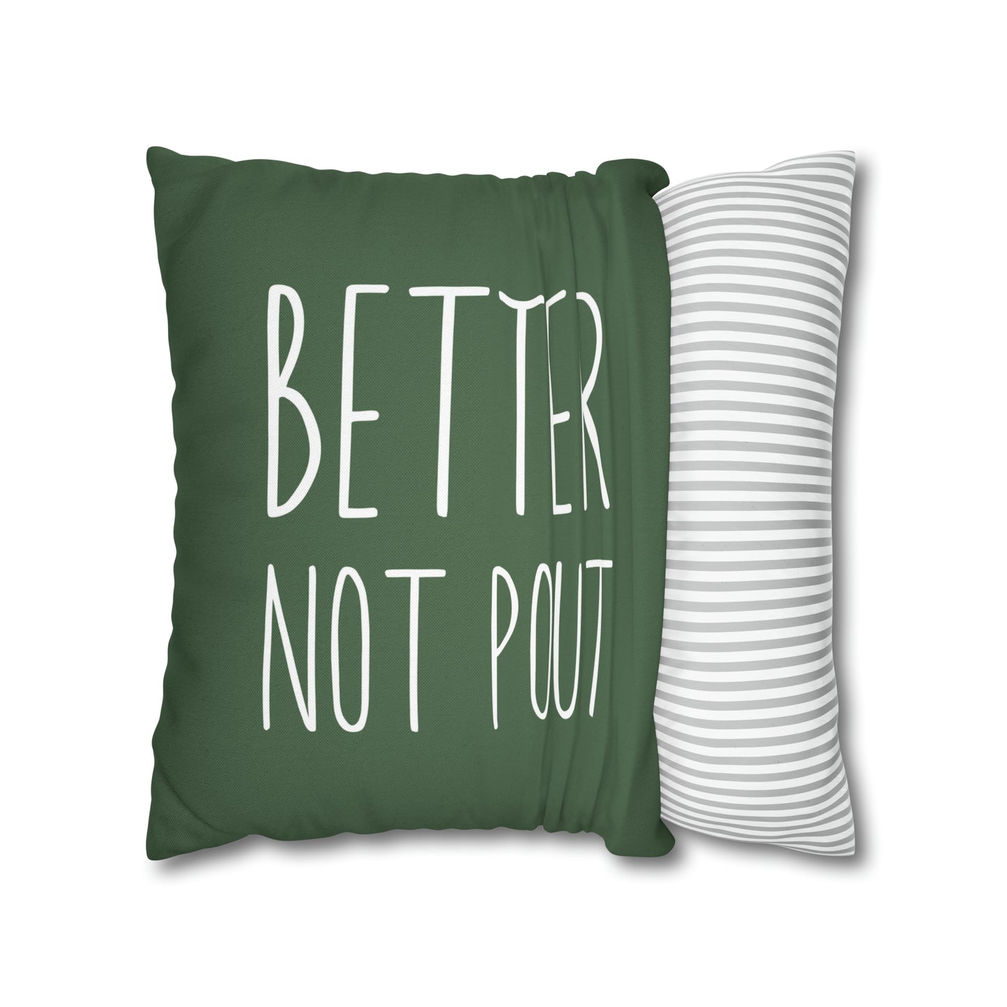 "Better Not Pout" Christmas Pillow Cover, Green