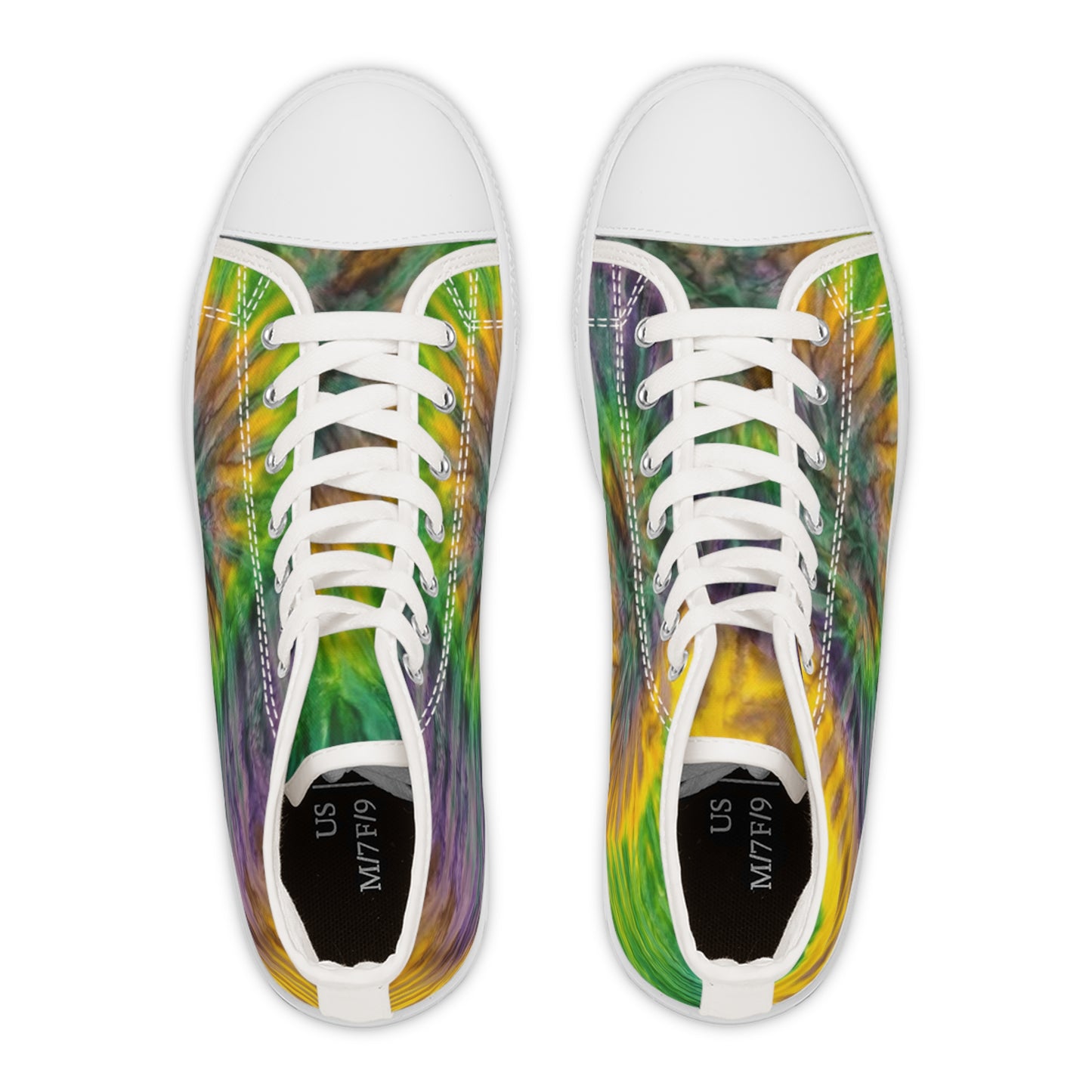 Mardi Gras Tie Dye Print High-Top Sneakers for Women