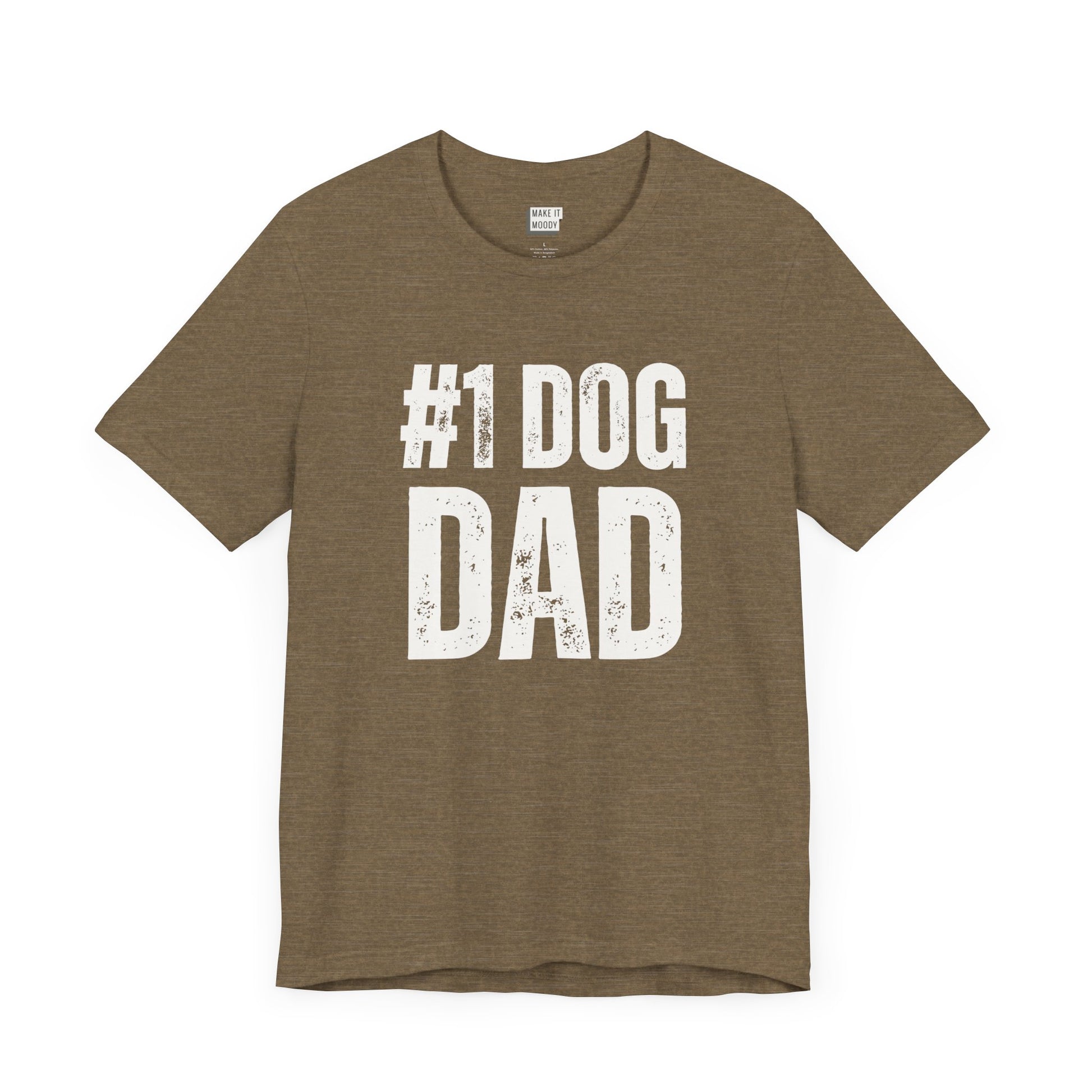 t-shirt that says #1 dog dad in bold lettering