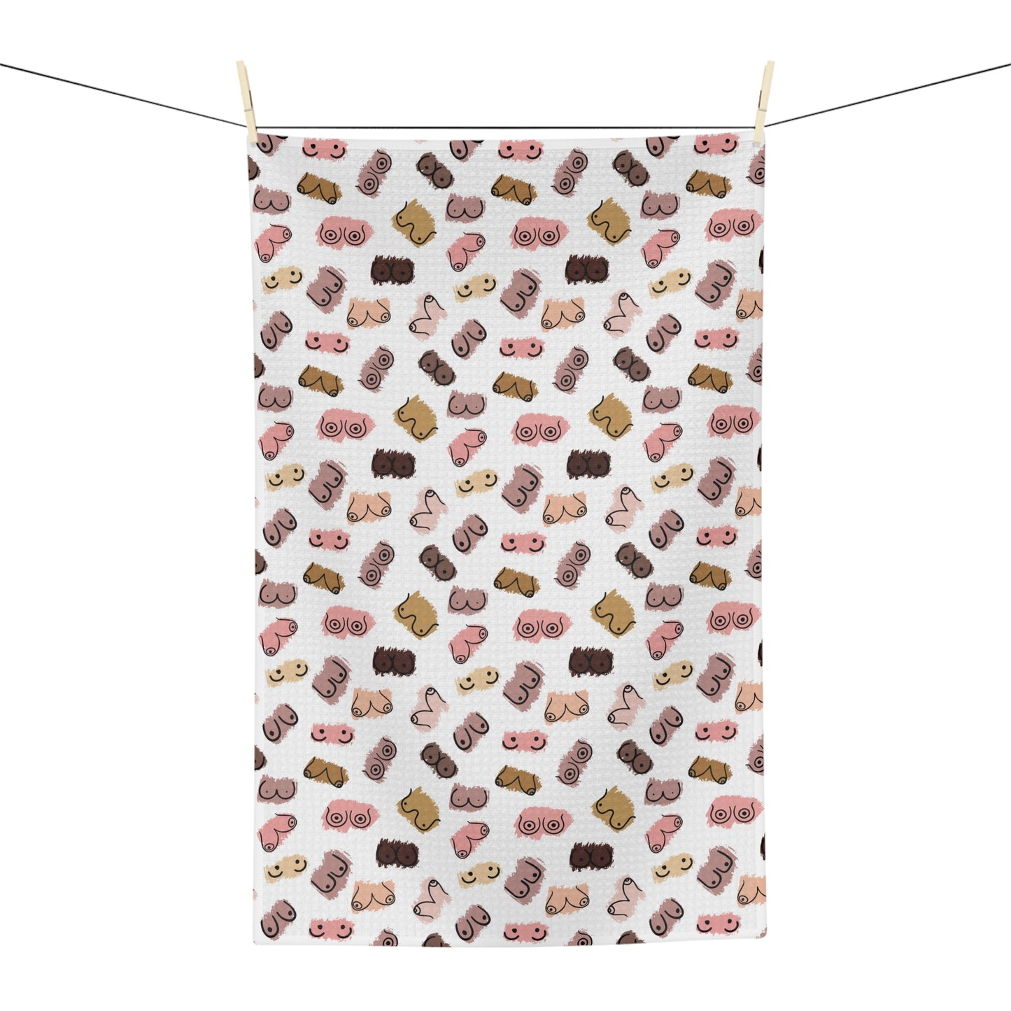 Breastfeeding Towel or burp cloth for nursing moms and breastfed babies featuring a boobie print pattern