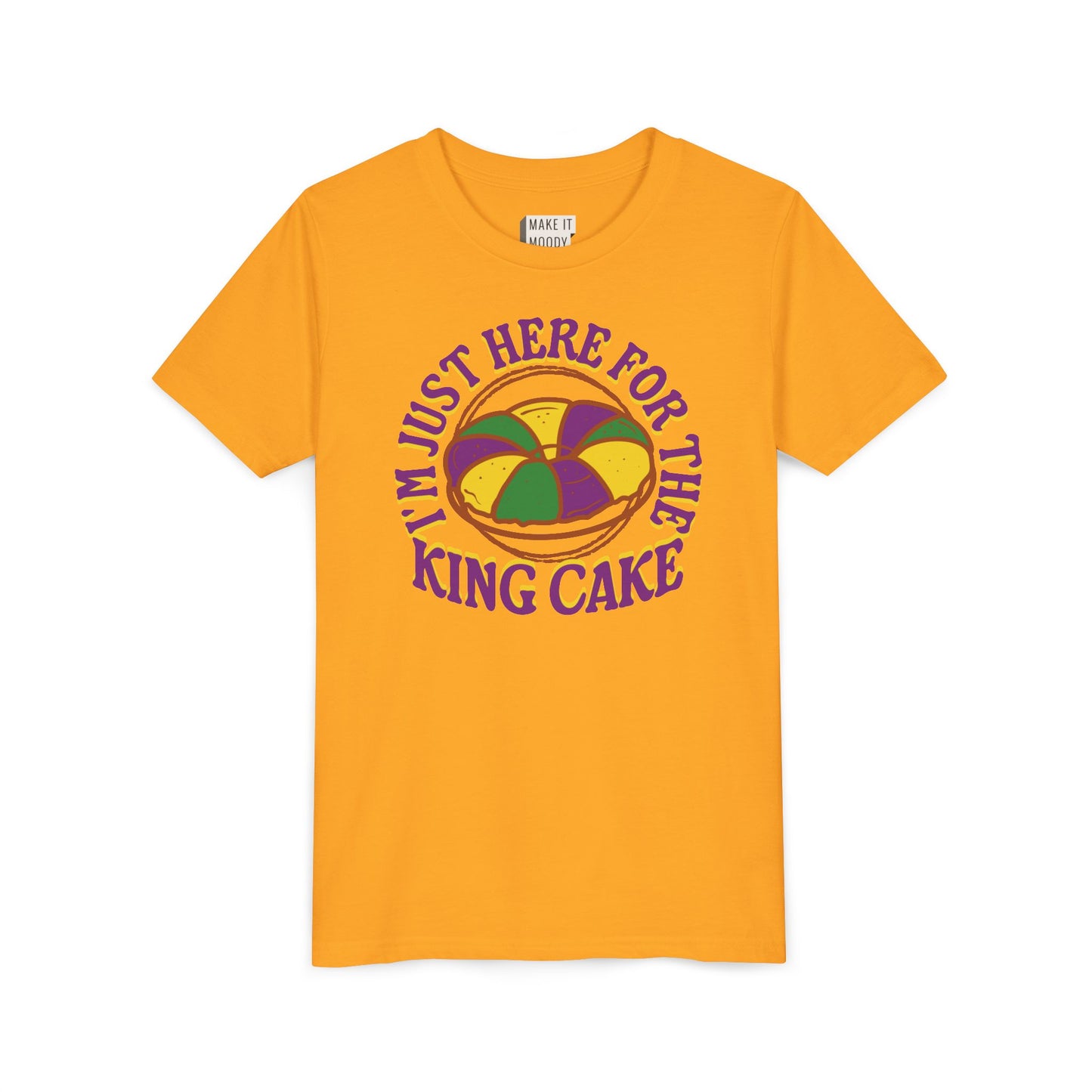 YOUTH "I'm Just Here for the King Cake" Mardi Gras Tee for Kids