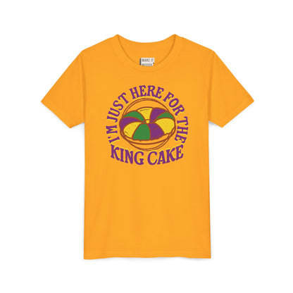 YOUTH "I'm Just Here for the King Cake" Mardi Gras Tee for Kids