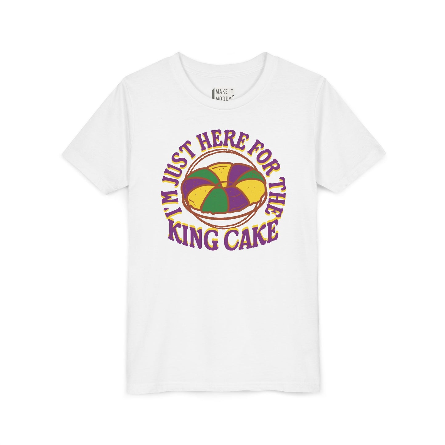 YOUTH "I'm Just Here for the King Cake" Mardi Gras Tee for Kids