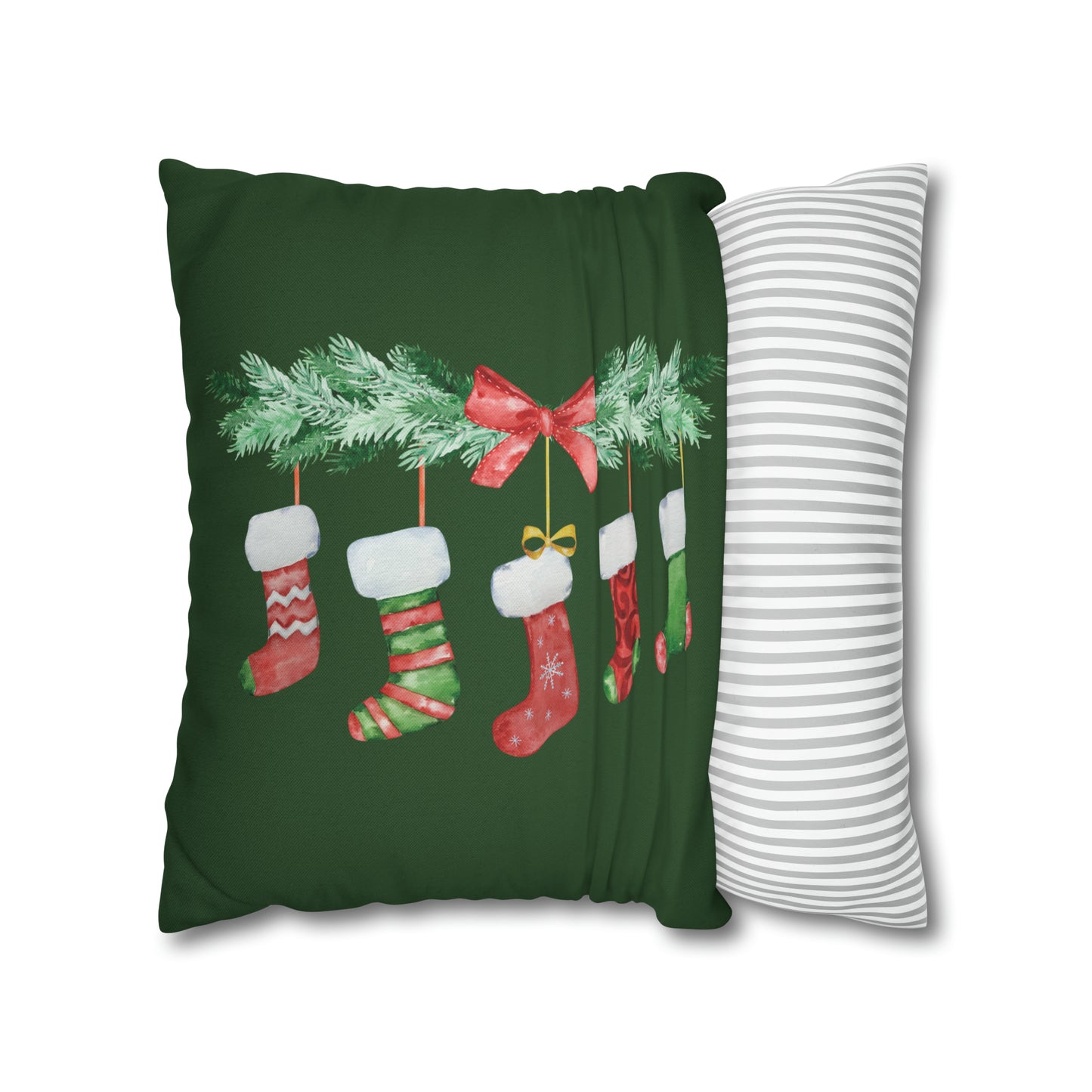 Stockings Christmas Pillow Cover, Green