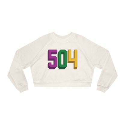 "504" NOLA Area Code Women's Cropped Fleece Pullover