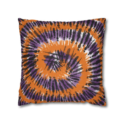 Orange, Black, & Purple Tie Dye - Halloween Pillow Cover