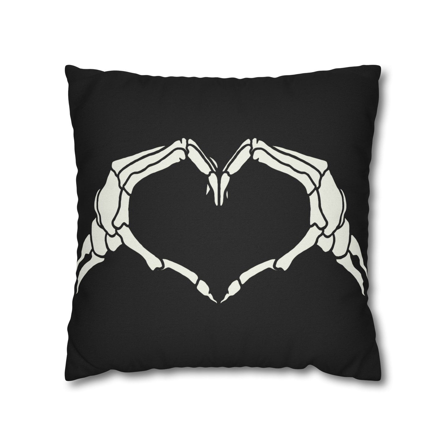 Skeleton Heart Hands, Black  - Halloween Pillow Cover