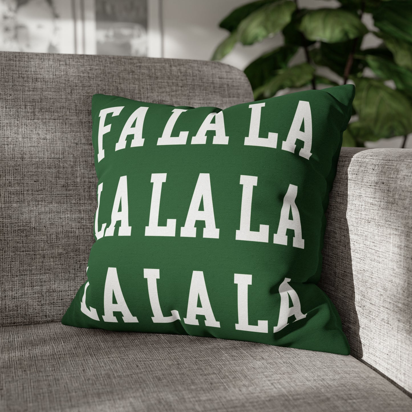 "Fa La La" Christmas Pillow Cover, Green