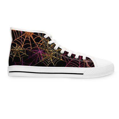 Multicolor Spiderwebs - Women's High Top Halloween Sneakers