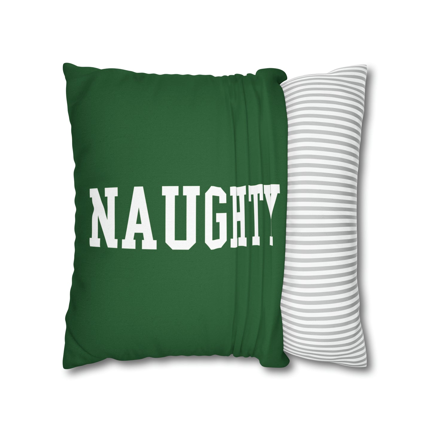 "Naughty" or "Nice" Christmas Pillow Cover, Red & Green