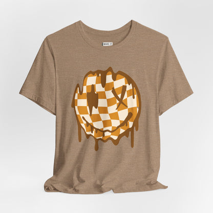 Retro Checkered Smiley Halloween Tee