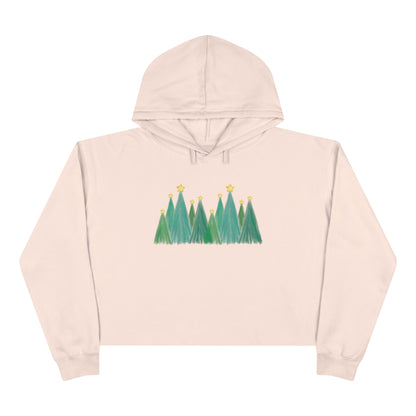 Green Christmas Trees Cropped Christmas Hoodie