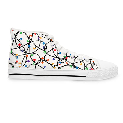 Christmas String Lights - Women's High Top Christmas Sneakers