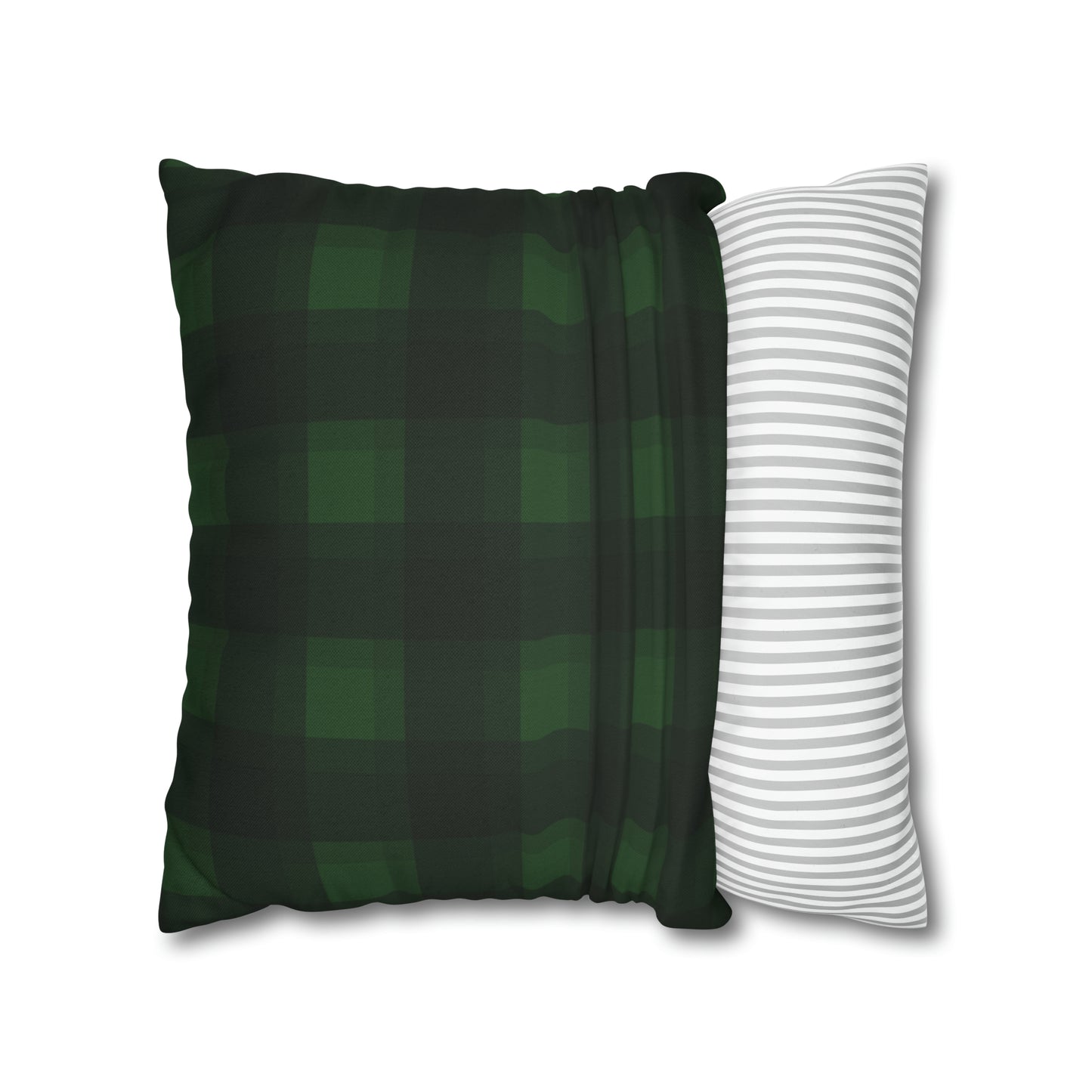 Dark Green Gingham Christmas Pillow Cover