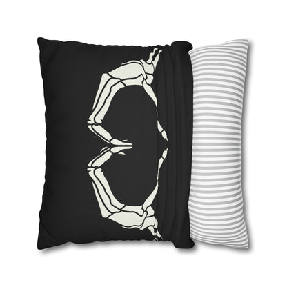 Skeleton Heart Hands, Black  - Halloween Pillow Cover