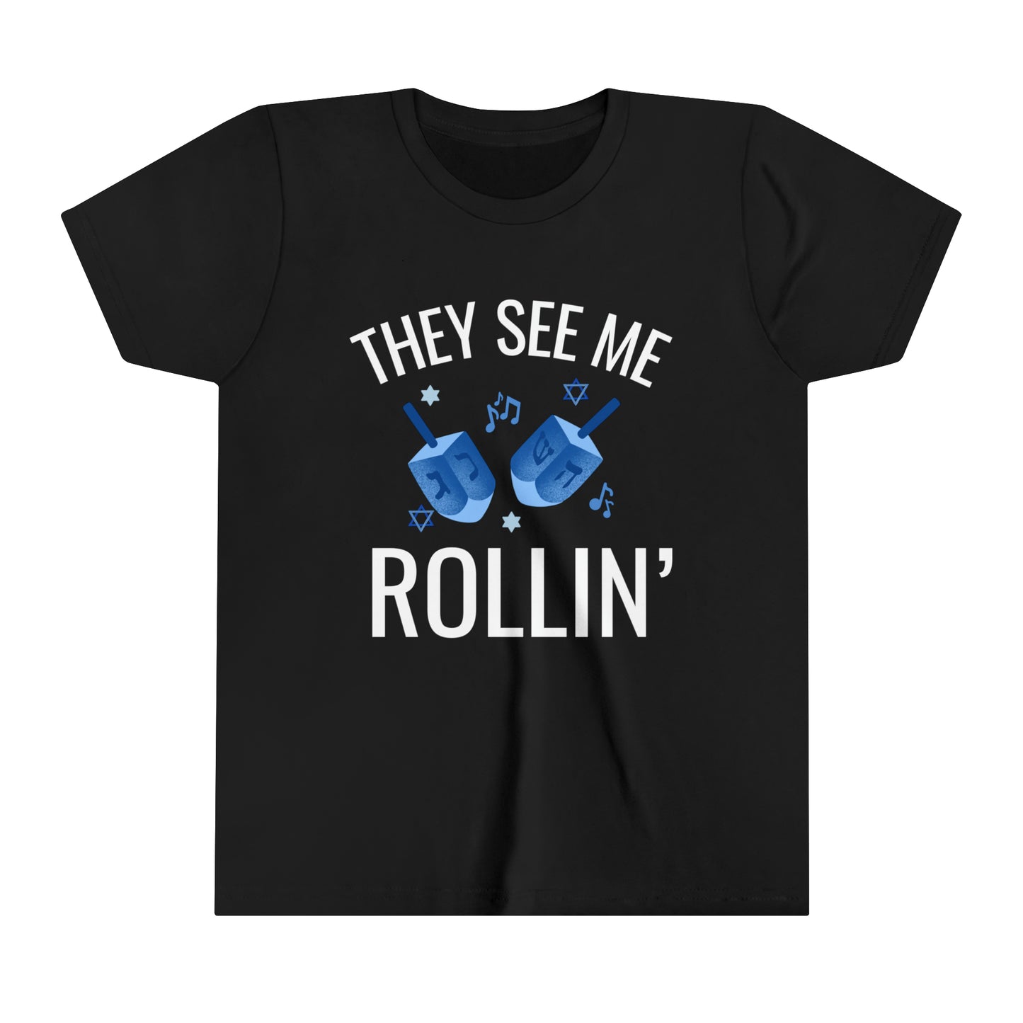 Youth Hanukkah Tee - "They See Me Rollin'"