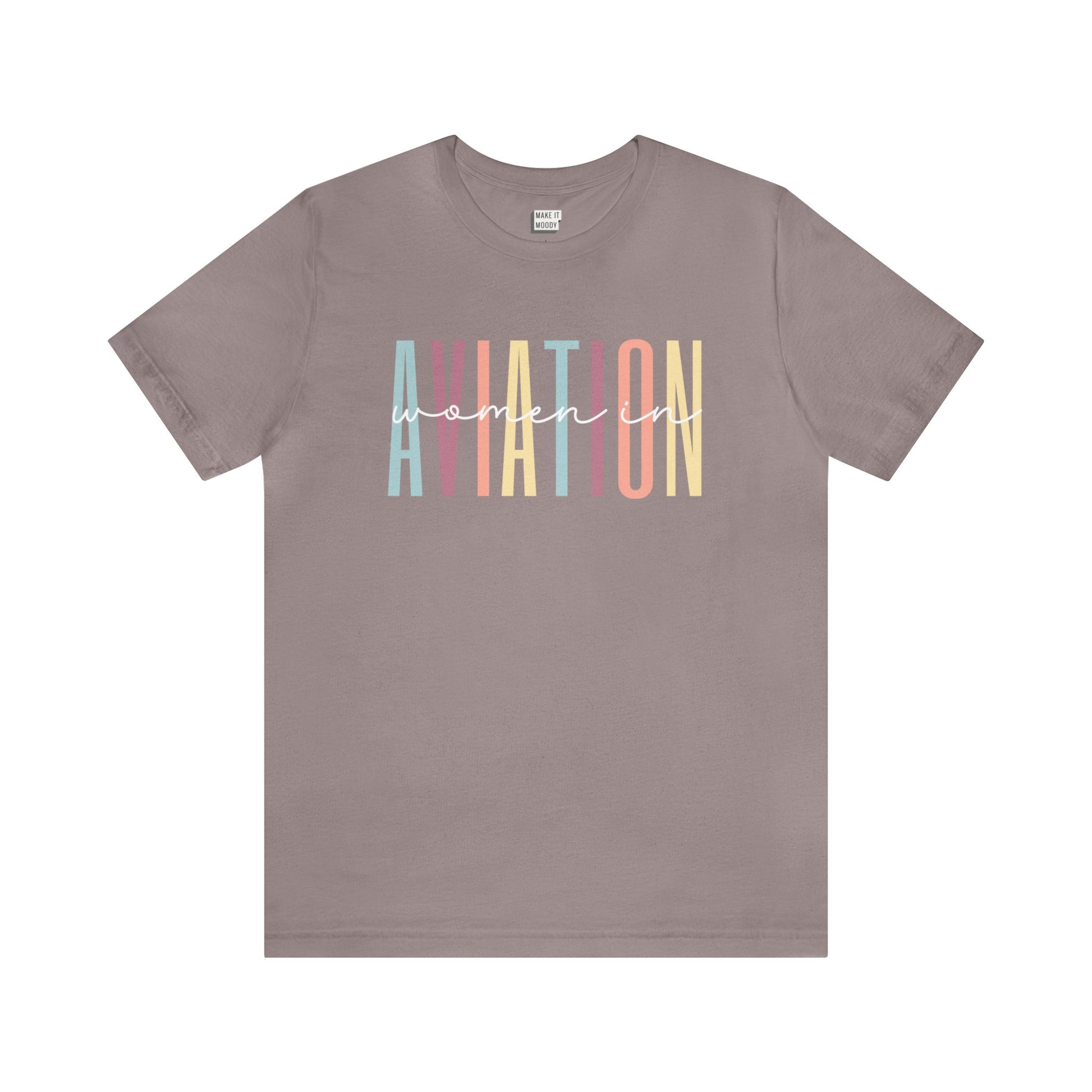 aviation tshirt, women in aviation, pebble brown