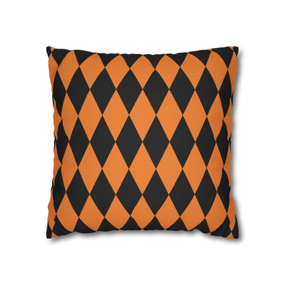 Black & Orange Argyle - Halloween Pillow Cover