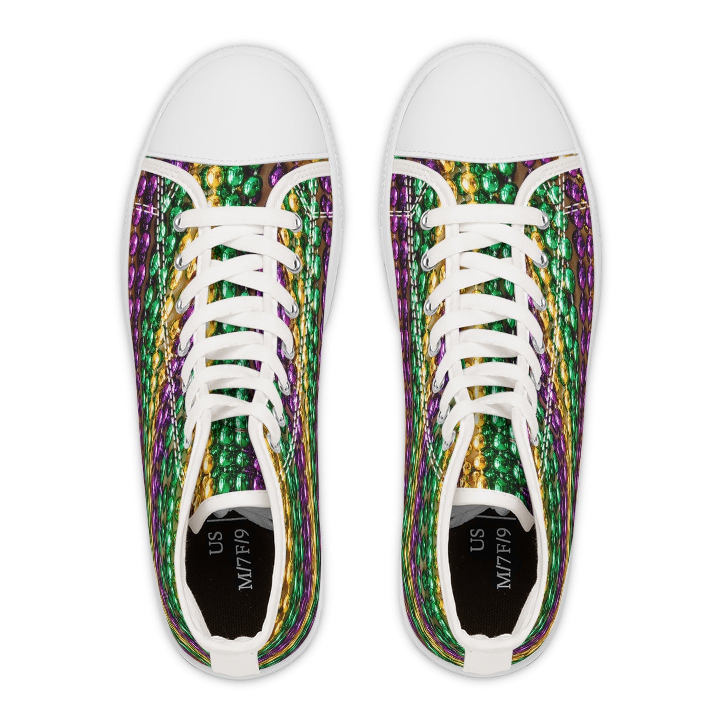 Mardi Gras Bead Print High-Top Sneakers for Women