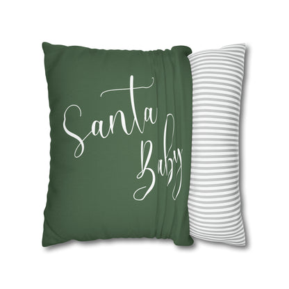 "Santa Baby" Christmas Pillow Cover, Green