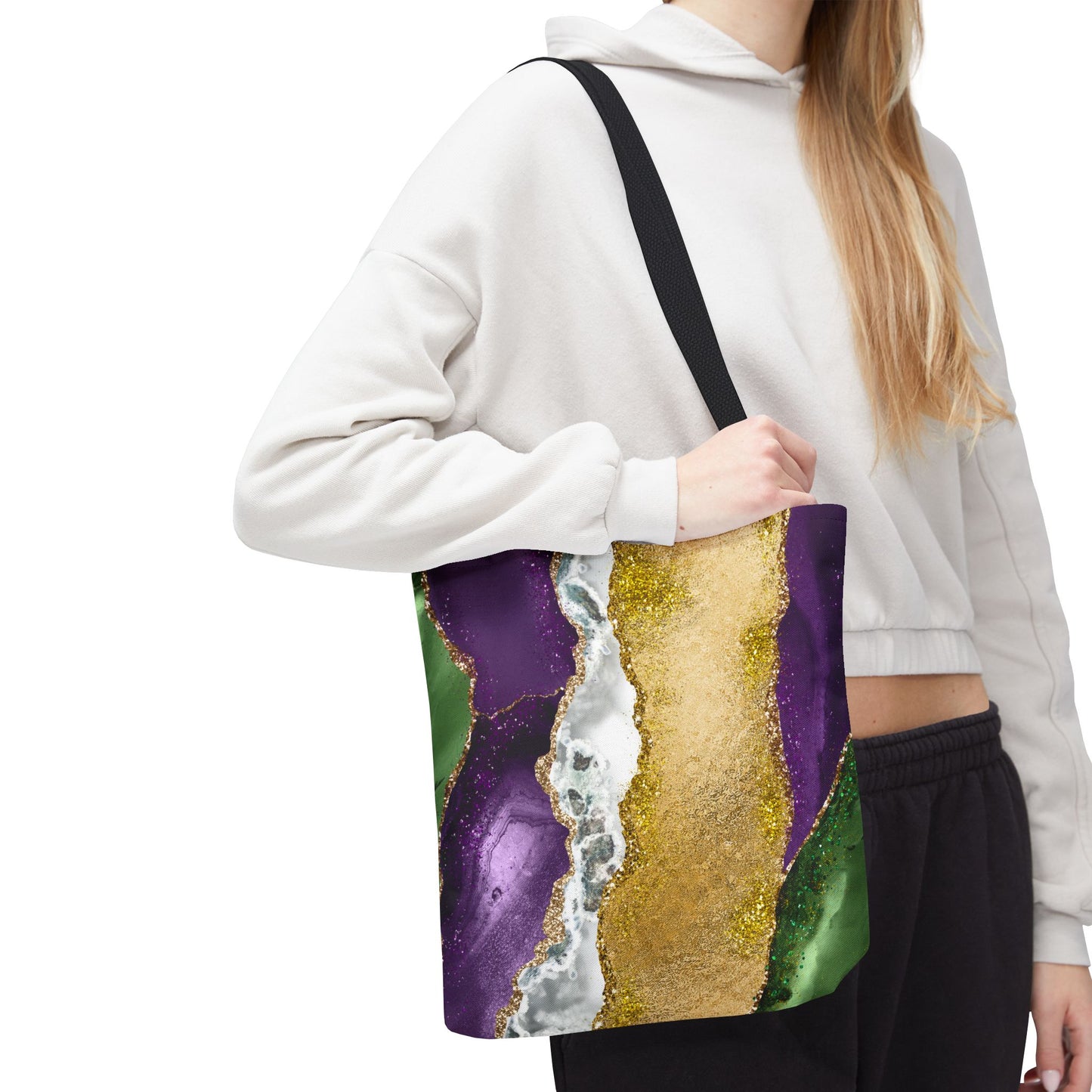 Marble Print Mardi Gras Tote Bag