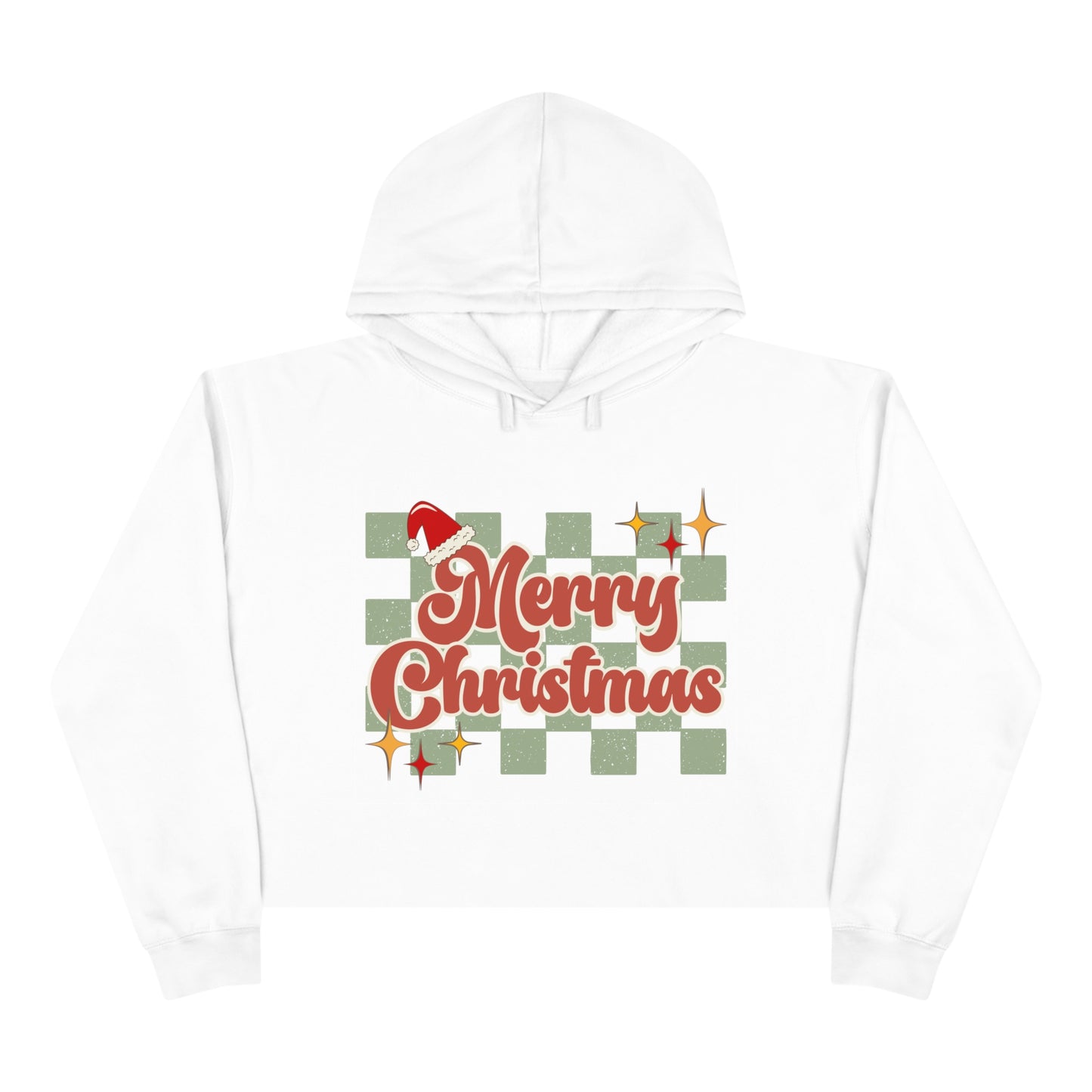 "Merry Christmas" Retro Cropped Christmas Hoodie