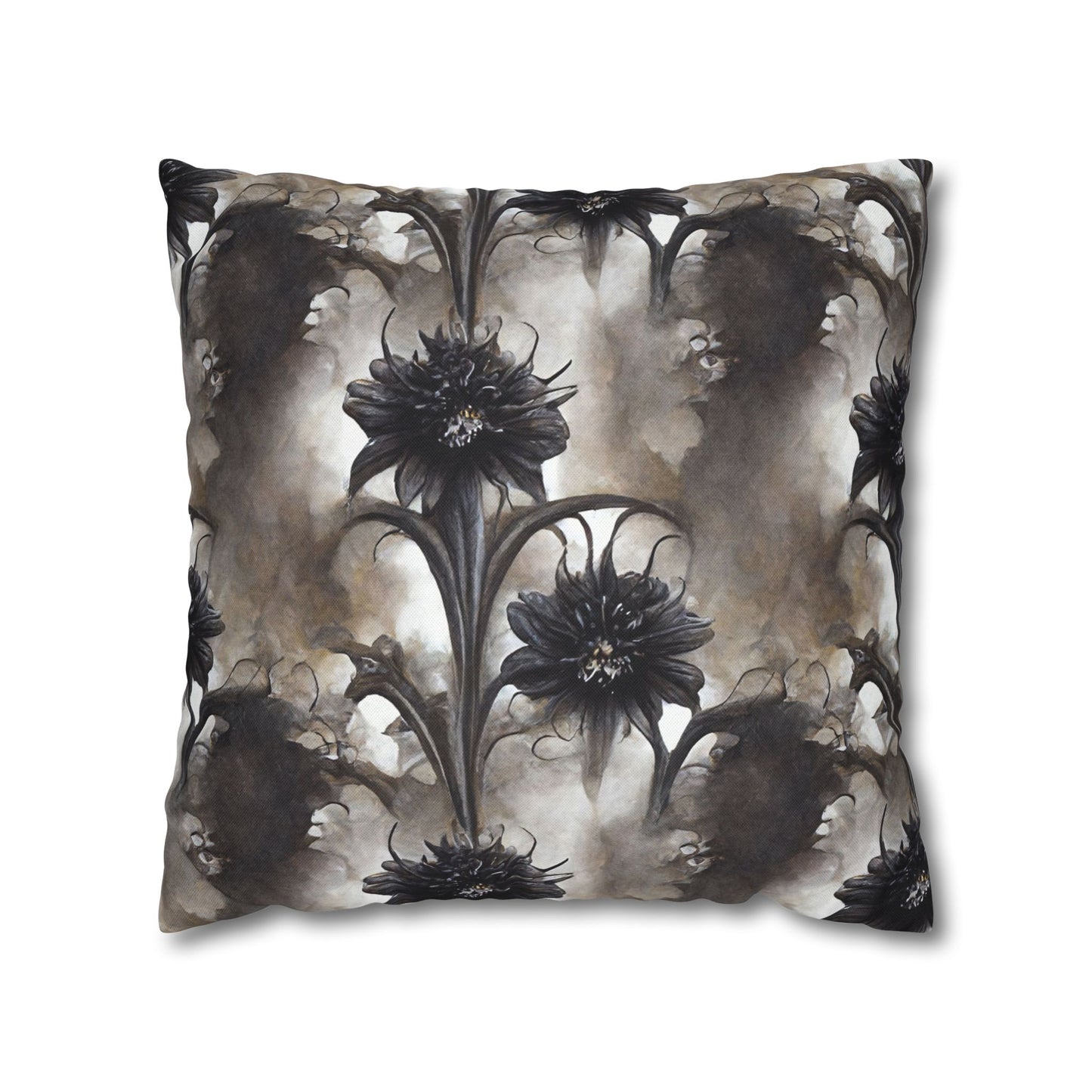 Black Floral - Halloween Pillow Cover