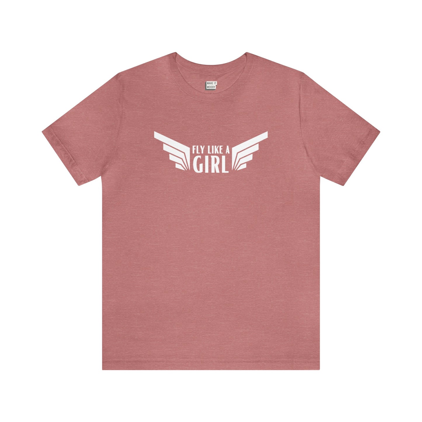 aviation tshirt for women, fly like a girl, heather mauve