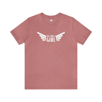 aviation tshirt for women, fly like a girl, heather mauve