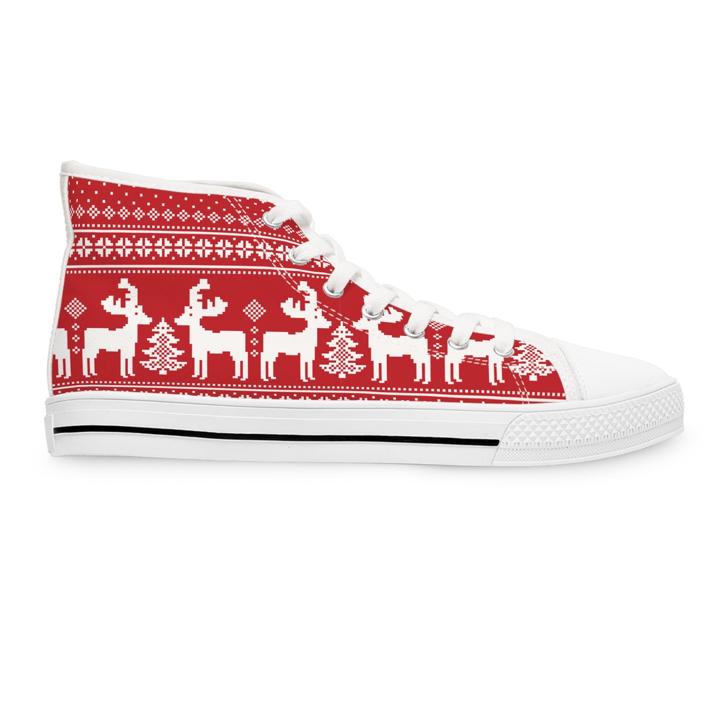 Reindeer Sweater - Women's High Top Christmas Sneakers